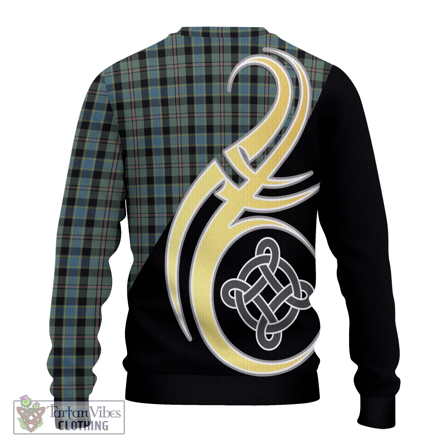 Ogilvie (Ogilvy) Hunting Tartan Knitted Sweater with Family Crest and Celtic Symbol Style - Tartan Vibes Clothing