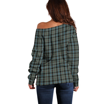 Ogilvie (Ogilvy) Hunting Tartan Off Shoulder Women Sweater with Family Crest