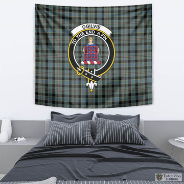 Ogilvie (Ogilvy) Hunting Tartan Tapestry Wall Hanging and Home Decor for Room with Family Crest