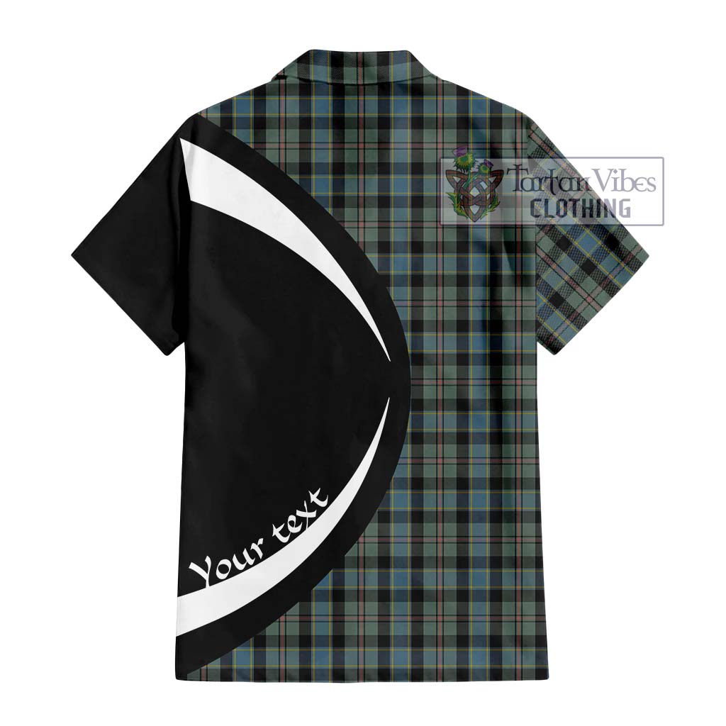 Ogilvie (Ogilvy) Hunting Tartan Short Sleeve Button Up with Family Crest Circle Style - Tartan Vibes Clothing