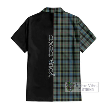 Ogilvie (Ogilvy) Hunting Tartan Short Sleeve Button Shirt with Family Crest and Half Of Me Style