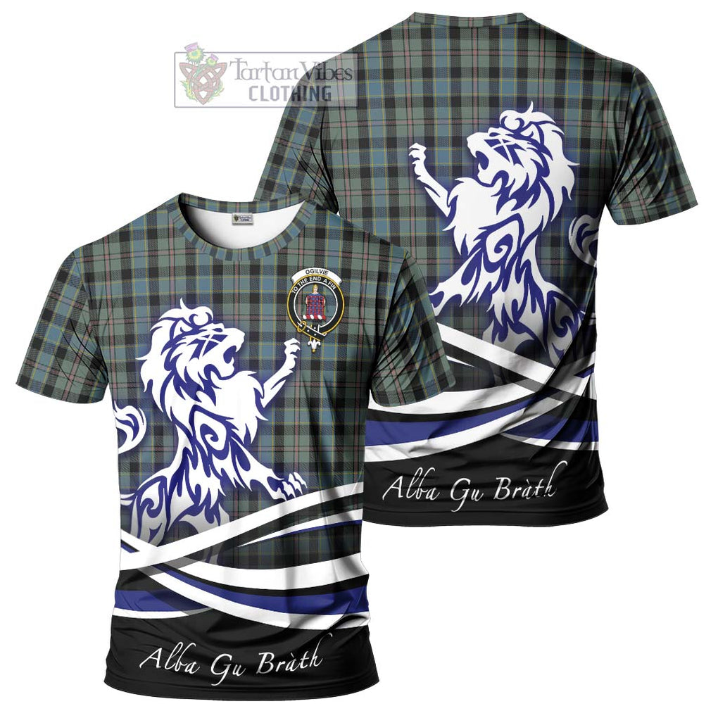 Tartan Vibes Clothing Ogilvie (Ogilvy) Hunting Tartan Cotton T-shirt with Alba Gu Brath Regal Lion Emblem