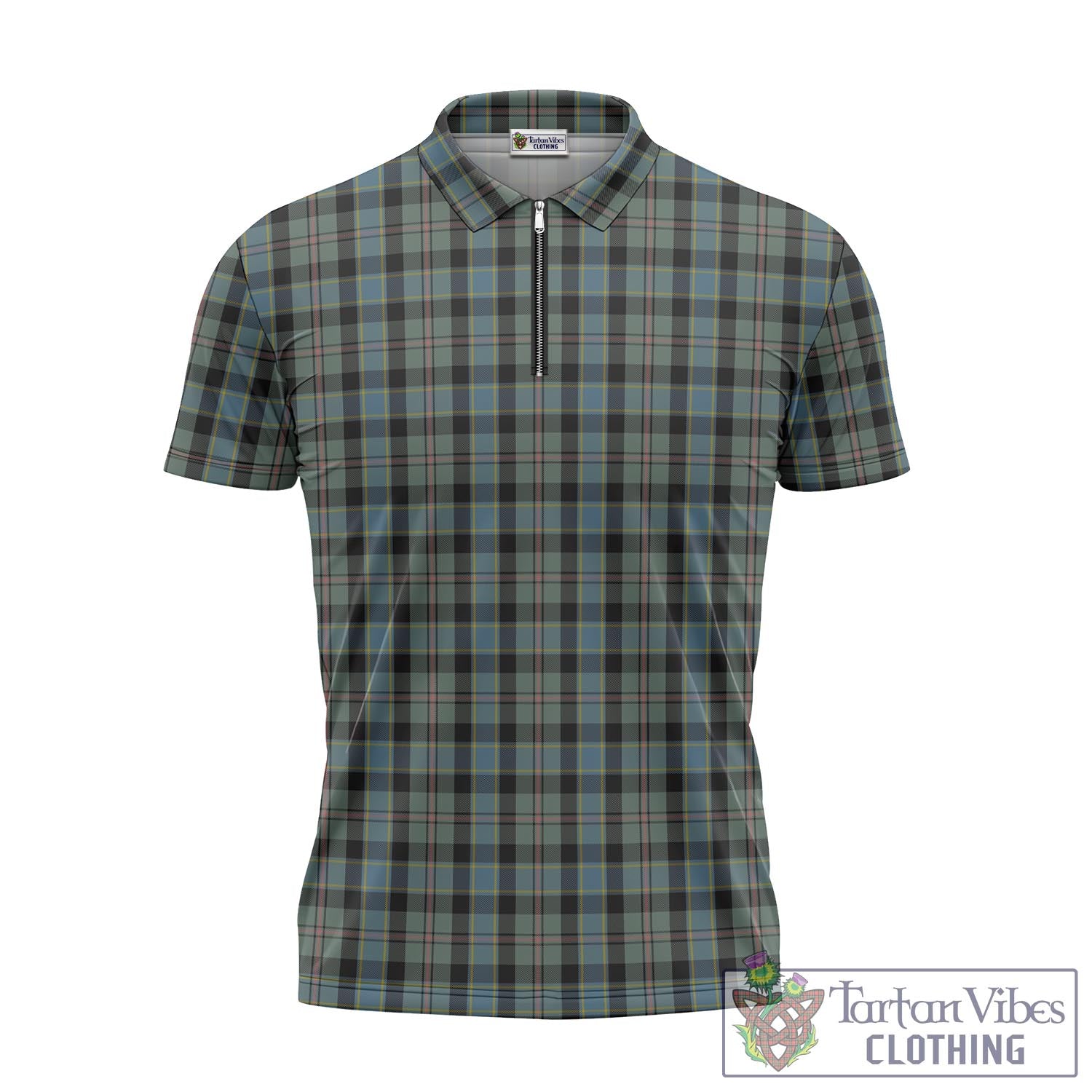 Tartan Vibes Clothing Ogilvie (Ogilvy) Hunting Tartan Zipper Polo Shirt