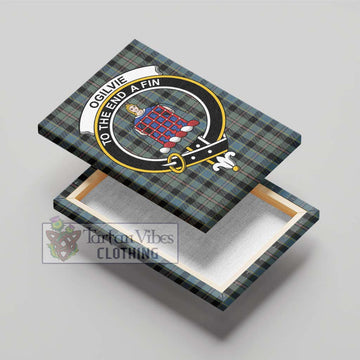 Ogilvie (Ogilvy) Hunting Tartan Canvas Print Wall Art with Family Crest