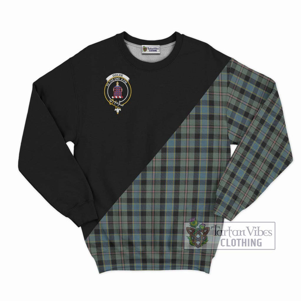 Ogilvie (Ogilvy) Hunting Tartan Sweatshirt with Family Crest and Military Logo Style - Tartanvibesclothing Shop