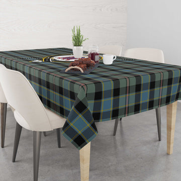 Ogilvie (Ogilvy) Hunting Tartan Tablecloth with Family Crest