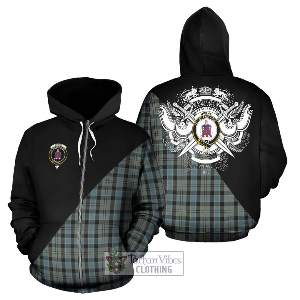 Ogilvie (Ogilvy) Hunting Tartan Hoodie with Family Crest and Military Logo Style - Tartanvibesclothing Shop