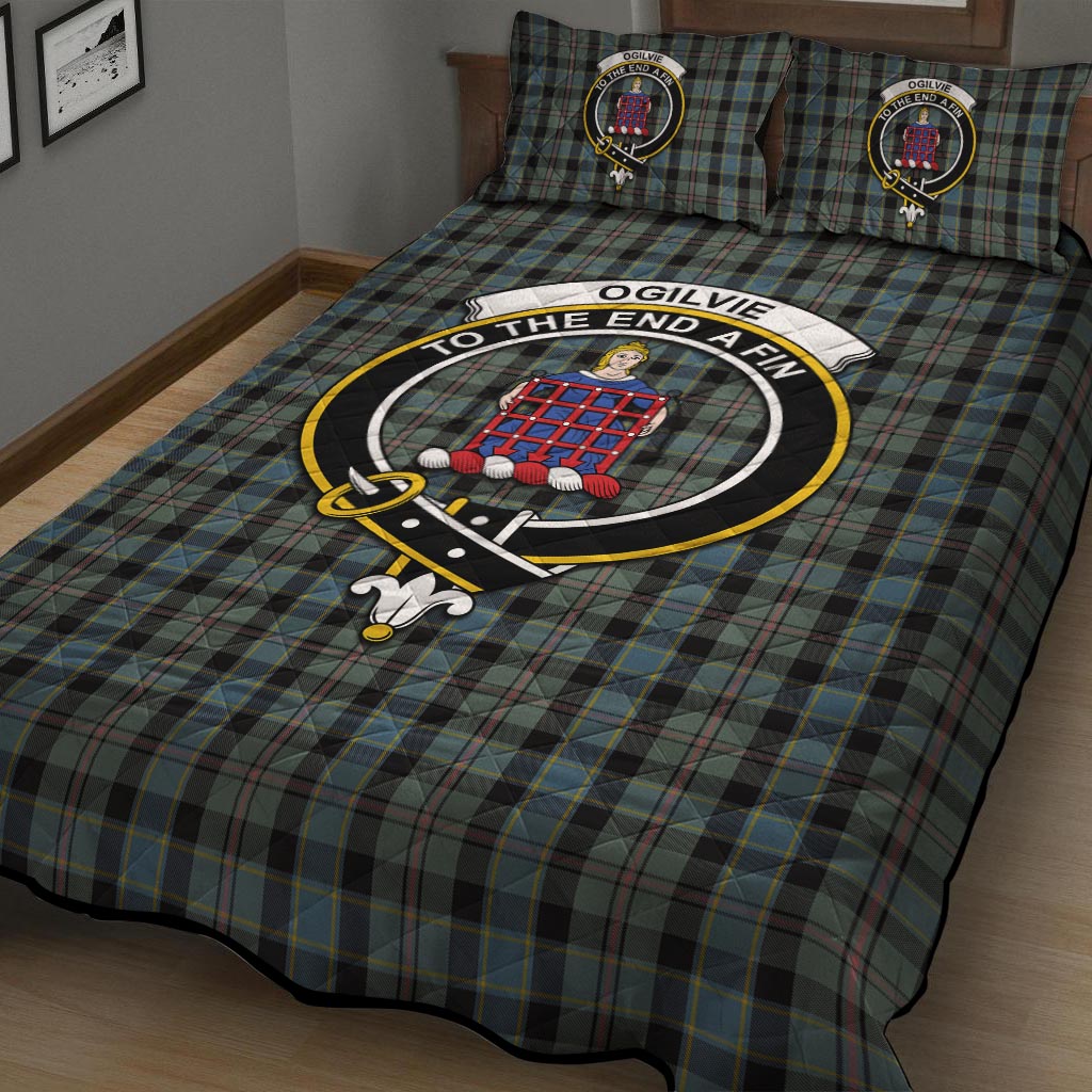 Ogilvie (Ogilvy) Hunting Tartan Quilt Bed Set with Family Crest - Tartan Vibes Clothing