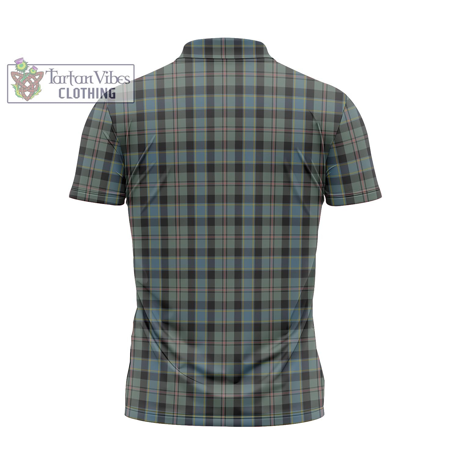 Tartan Vibes Clothing Ogilvie (Ogilvy) Hunting Tartan Zipper Polo Shirt with Family Crest