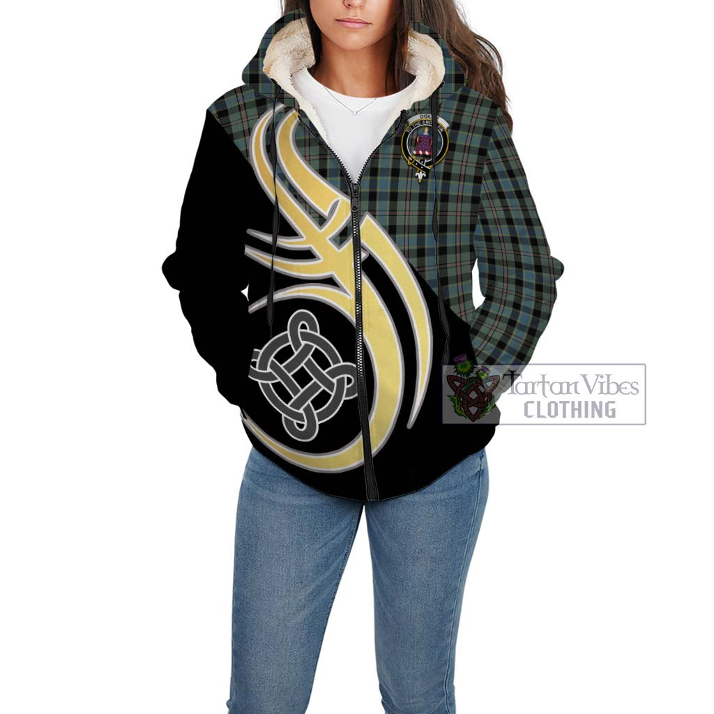 Ogilvie (Ogilvy) Hunting Tartan Sherpa Hoodie with Family Crest and Celtic Symbol Style Unisex - Tartan Vibes Clothing