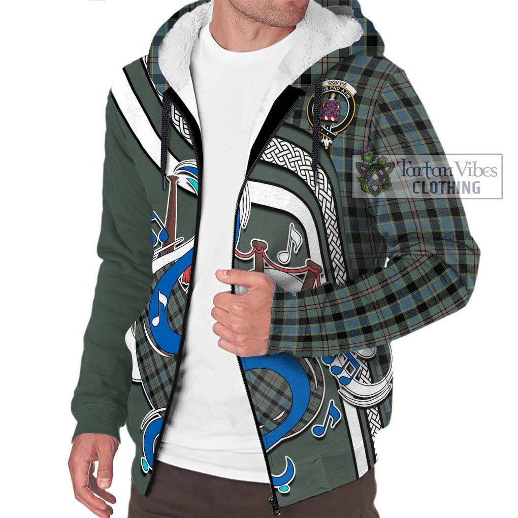 Ogilvie (Ogilvy) Hunting Tartan Sherpa Hoodie with Epic Bagpipe Style Unisex - Tartanvibesclothing Shop