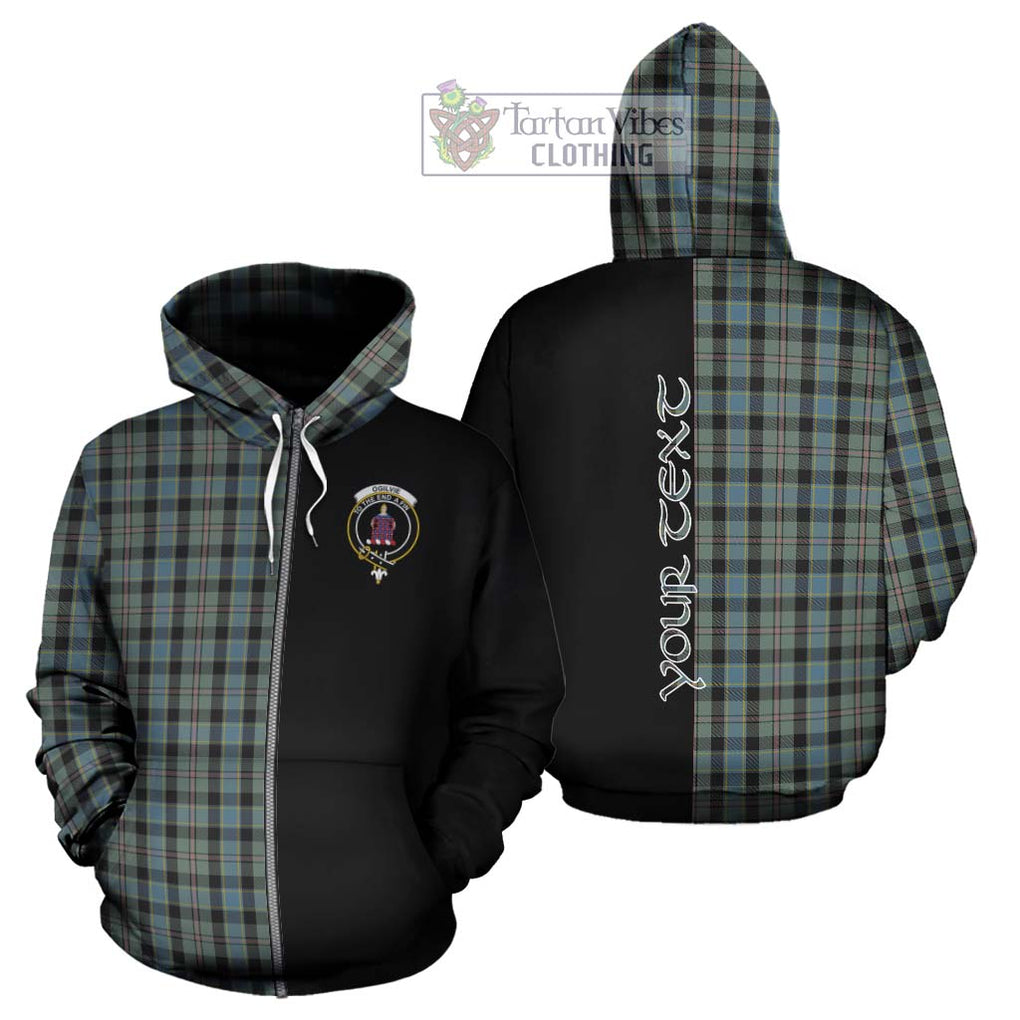 Ogilvie (Ogilvy) Hunting Tartan Hoodie with Family Crest and Half Of Me Style - Tartanvibesclothing Shop