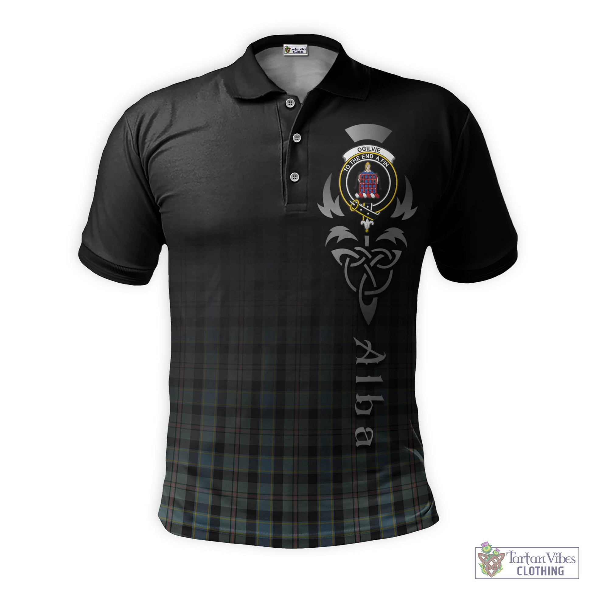 Tartan Vibes Clothing Ogilvie (Ogilvy) Hunting Tartan Polo Shirt Featuring Alba Gu Brath Family Crest Celtic Inspired