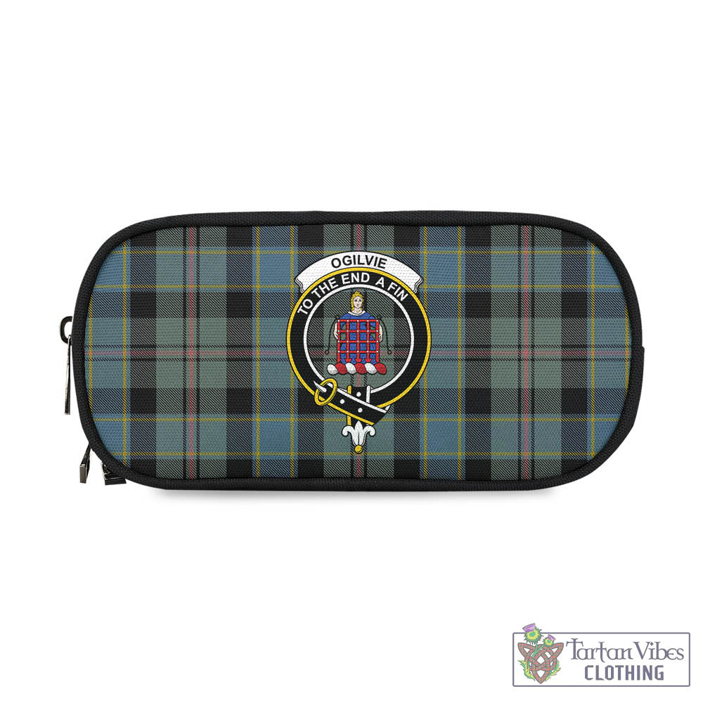 Tartan Vibes Clothing Ogilvie (Ogilvy) Hunting Tartan Pen and Pencil Case with Family Crest