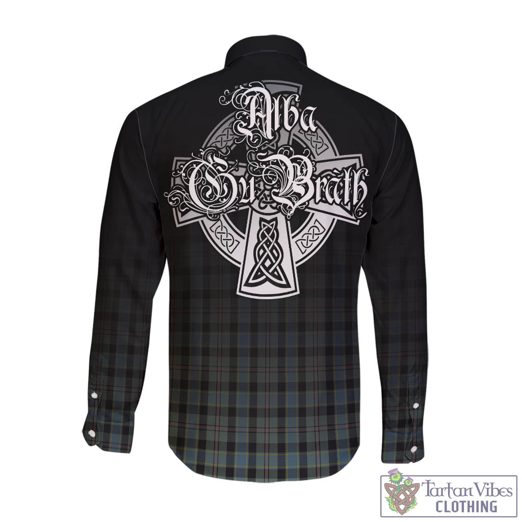 Tartan Vibes Clothing Ogilvie (Ogilvy) Hunting Tartan Long Sleeve Button Up Featuring Alba Gu Brath Family Crest Celtic Inspired