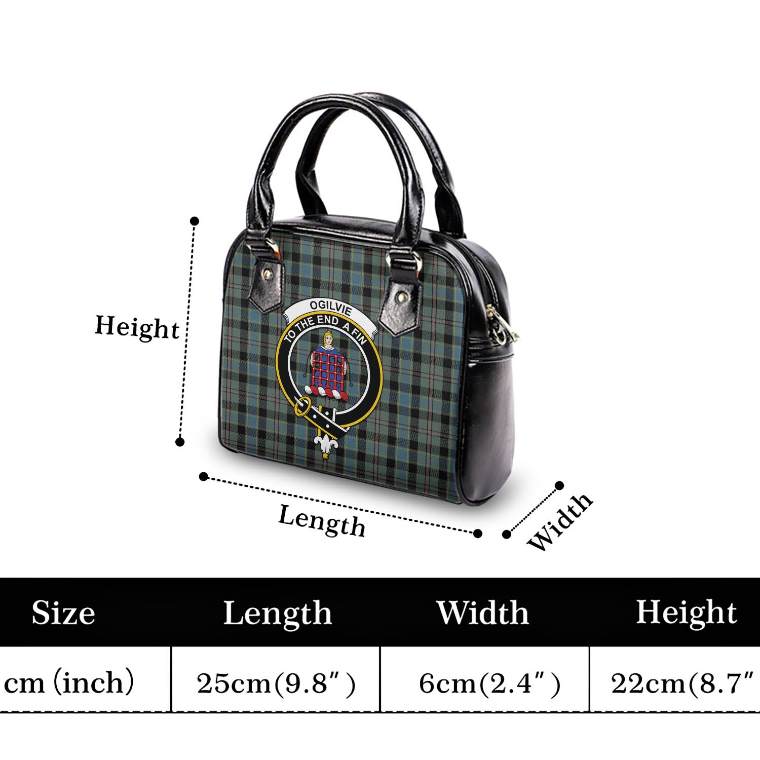 Ogilvie (Ogilvy) Hunting Tartan Shoulder Handbags with Family Crest - Tartanvibesclothing