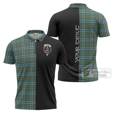 Ogilvie (Ogilvy) Hunting Ancient Tartan Zipper Polo Shirt with Family Crest and Half Of Me Style