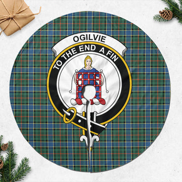 Ogilvie (Ogilvy) Hunting Ancient Tartan Christmas Tree Skirt with Family Crest