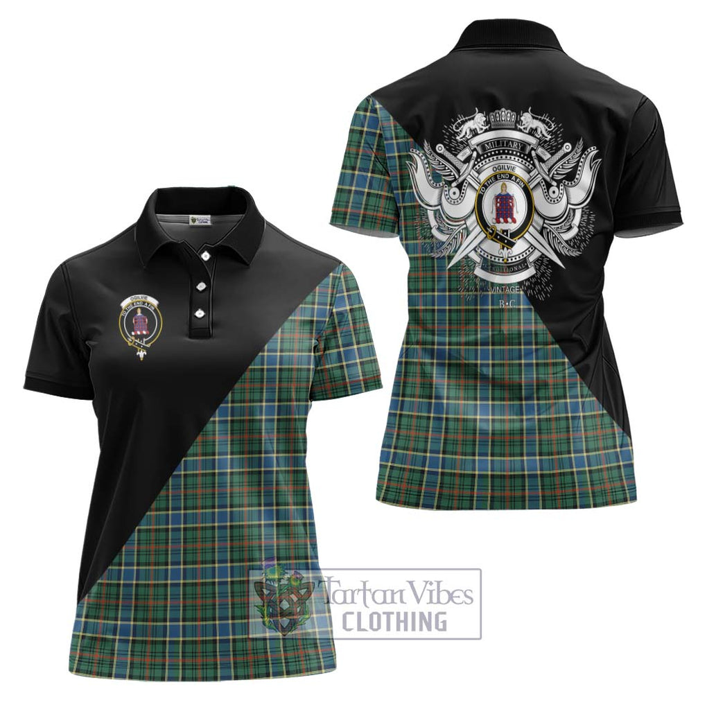 Ogilvie (Ogilvy) Hunting Ancient Tartan Women's Polo Shirt with Family Crest and Military Logo Style Women - Tartanvibesclothing Shop