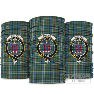 Ogilvie (Ogilvy) Hunting Ancient Tartan Neck Gaiters, Tartan Bandanas, Tartan Head Band with Family Crest