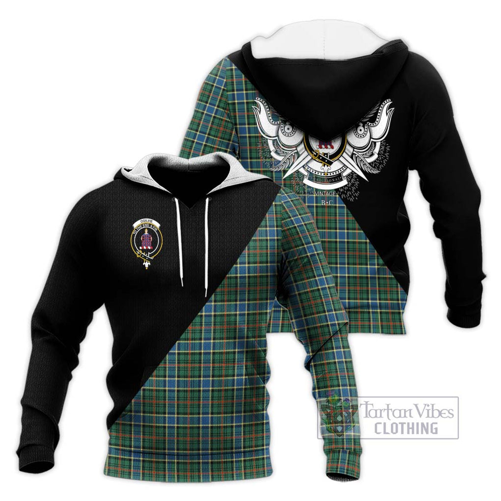 Ogilvie (Ogilvy) Hunting Ancient Tartan Knitted Hoodie with Family Crest and Military Logo Style Unisex Knitted Pullover Hoodie - Tartanvibesclothing Shop