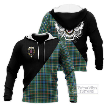 Ogilvie (Ogilvy) Hunting Ancient Tartan Knitted Hoodie with Family Crest and Military Logo Style