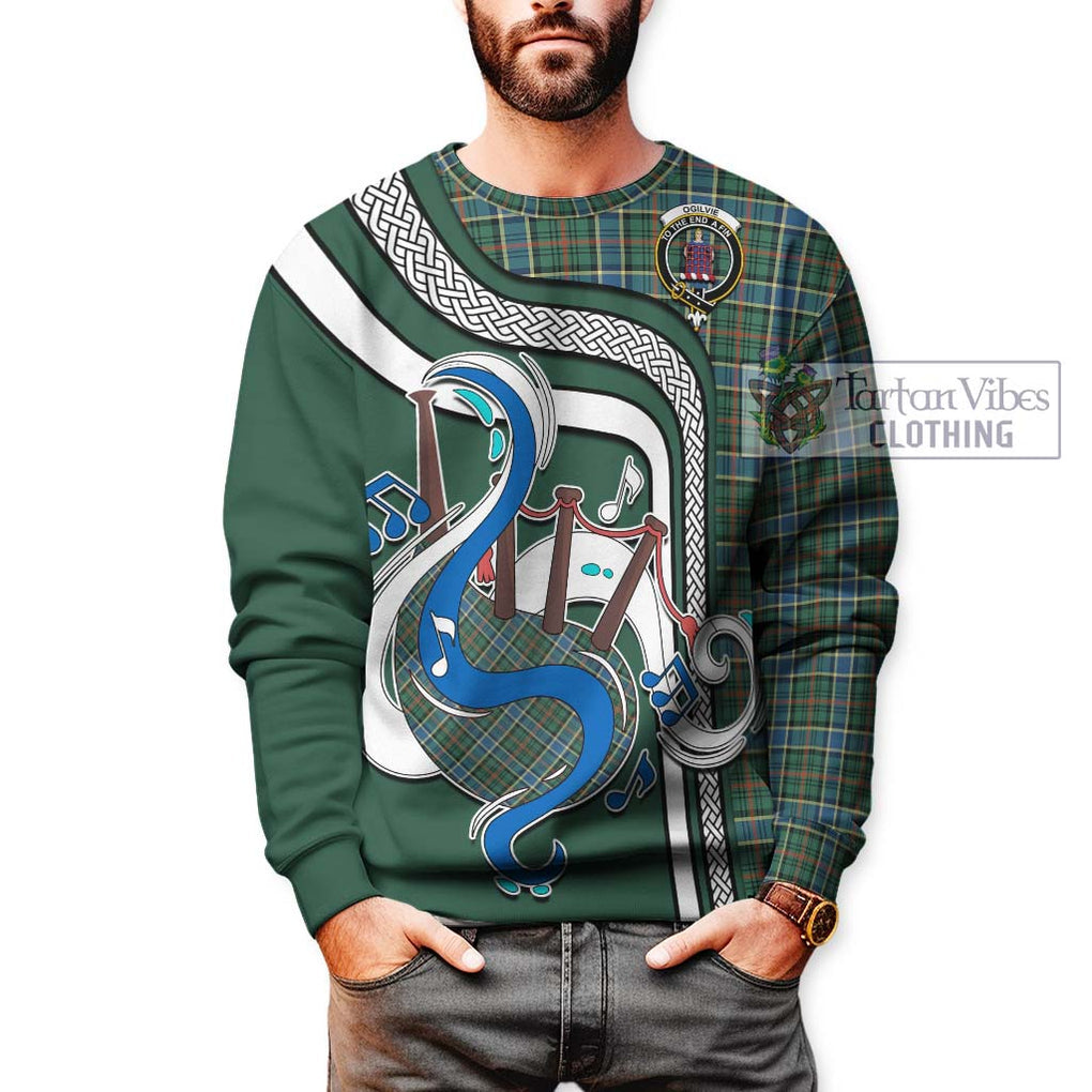 Tartan Vibes Clothing Ogilvie (Ogilvy) Hunting Ancient Tartan Sweatshirt with Epic Bagpipe Style