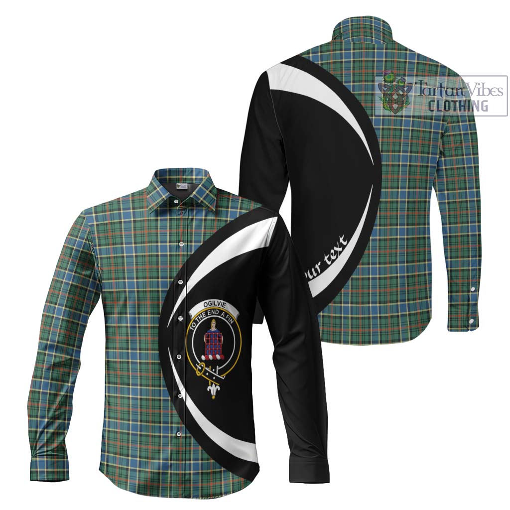 Ogilvie (Ogilvy) Hunting Ancient Tartan Long Sleeve Button Up with Family Crest Circle Style Men's Shirt S - Tartan Vibes Clothing