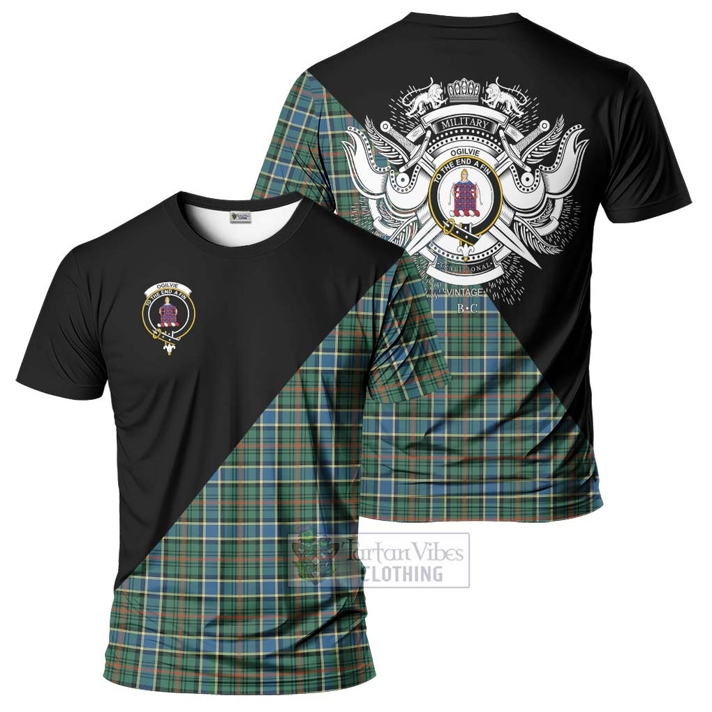 Ogilvie (Ogilvy) Hunting Ancient Tartan T-Shirt with Family Crest and Military Logo Style Kid's Shirt - Tartanvibesclothing Shop