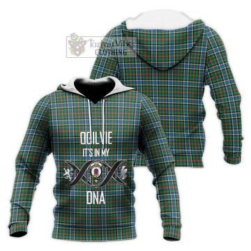 Ogilvie (Ogilvy) Hunting Ancient Tartan Knitted Hoodie with Family Crest DNA In Me Style