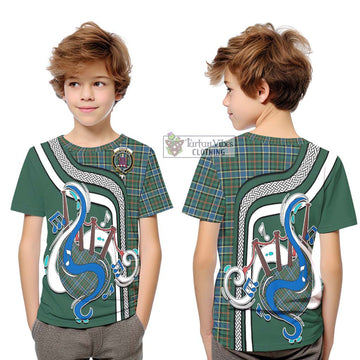 Ogilvie (Ogilvy) Hunting Ancient Tartan Kid T-Shirt with Epic Bagpipe Style