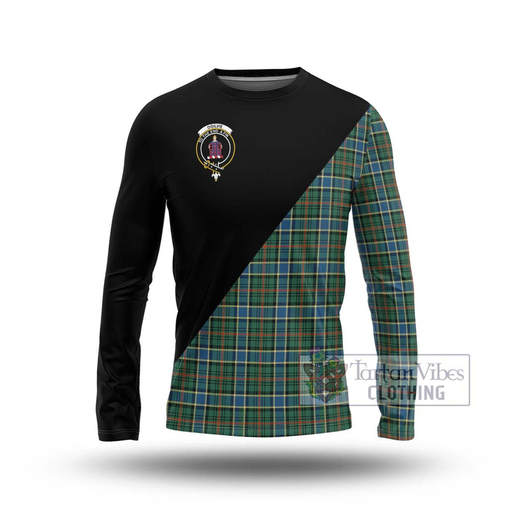 Ogilvie (Ogilvy) Hunting Ancient Tartan Long Sleeve T-Shirt with Family Crest and Military Logo Style Unisex - Tartanvibesclothing Shop