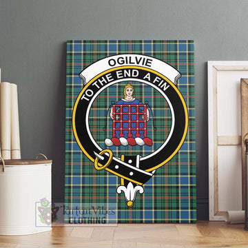 Ogilvie (Ogilvy) Hunting Ancient Tartan Canvas Print Wall Art with Family Crest