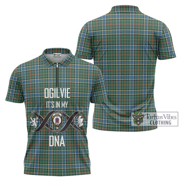 Ogilvie (Ogilvy) Hunting Ancient Tartan Zipper Polo Shirt with Family Crest DNA In Me Style