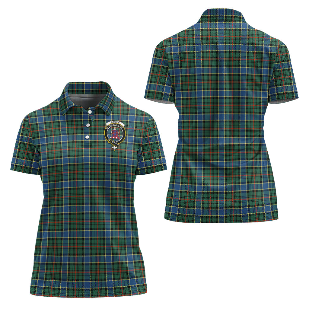 Ogilvie (Ogilvy) Hunting Ancient Tartan Polo Shirt with Family Crest For Women Women - Tartan Vibes Clothing