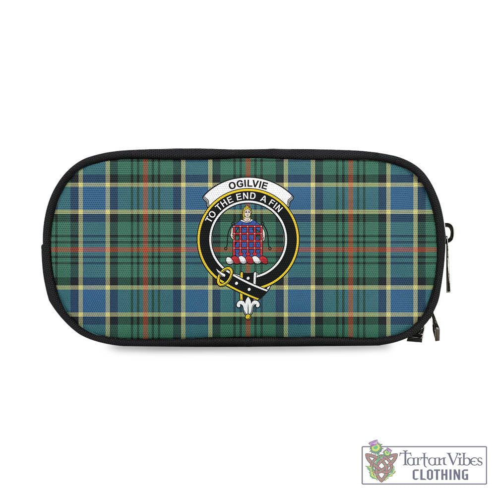 Tartan Vibes Clothing Ogilvie (Ogilvy) Hunting Ancient Tartan Pen and Pencil Case with Family Crest