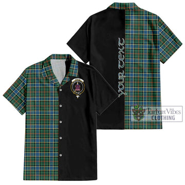 Ogilvie (Ogilvy) Hunting Ancient Tartan Short Sleeve Button Shirt with Family Crest and Half Of Me Style