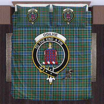 Ogilvie (Ogilvy) Hunting Ancient Tartan Bedding Set with Family Crest