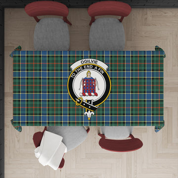 Ogilvie (Ogilvy) Hunting Ancient Tartan Tablecloth with Family Crest