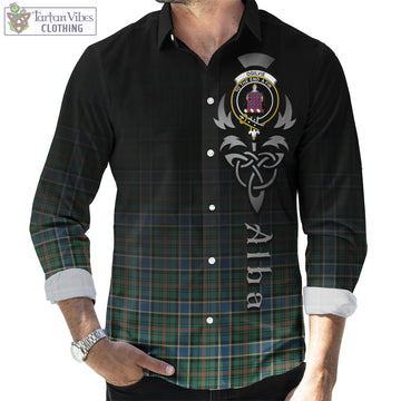 Ogilvie (Ogilvy) Hunting Ancient Tartan Long Sleeve Button Up Featuring Alba Gu Brath Family Crest Celtic Inspired