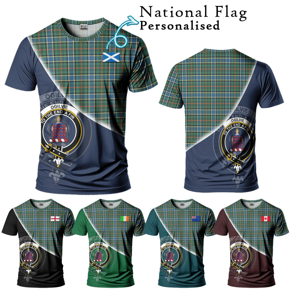 Ogilvie (Ogilvy) Hunting Ancient Tartan T-Shirt with Personalised National Flag and Family Crest Half Style Kid's Shirt - Tartanvibesclothing Shop