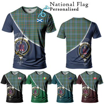 Ogilvie (Ogilvy) Hunting Ancient Tartan T-Shirt with Personalised National Flag and Family Crest Half Style