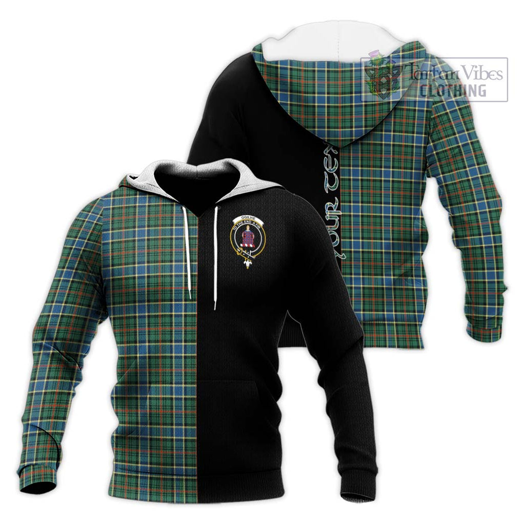 Ogilvie (Ogilvy) Hunting Ancient Tartan Knitted Hoodie with Family Crest and Half Of Me Style Unisex Knitted Pullover Hoodie - Tartanvibesclothing Shop