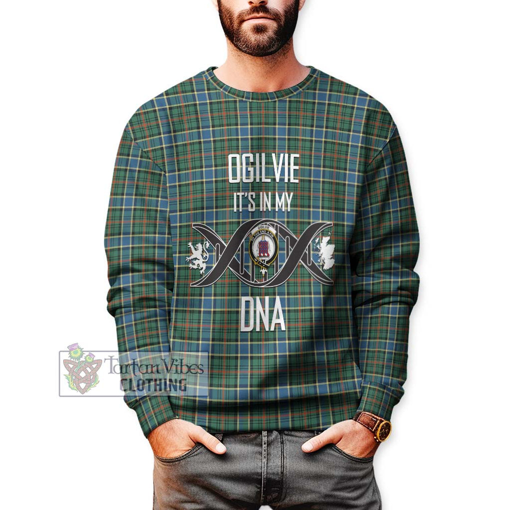 Ogilvie (Ogilvy) Hunting Ancient Tartan Sweatshirt with Family Crest DNA In Me Style Unisex - Tartanvibesclothing Shop