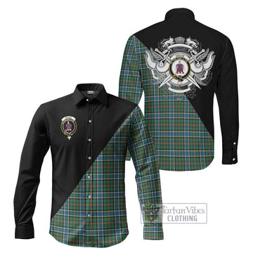 Ogilvie (Ogilvy) Hunting Ancient Tartan Long Sleeve Button Shirt with Family Crest and Military Logo Style