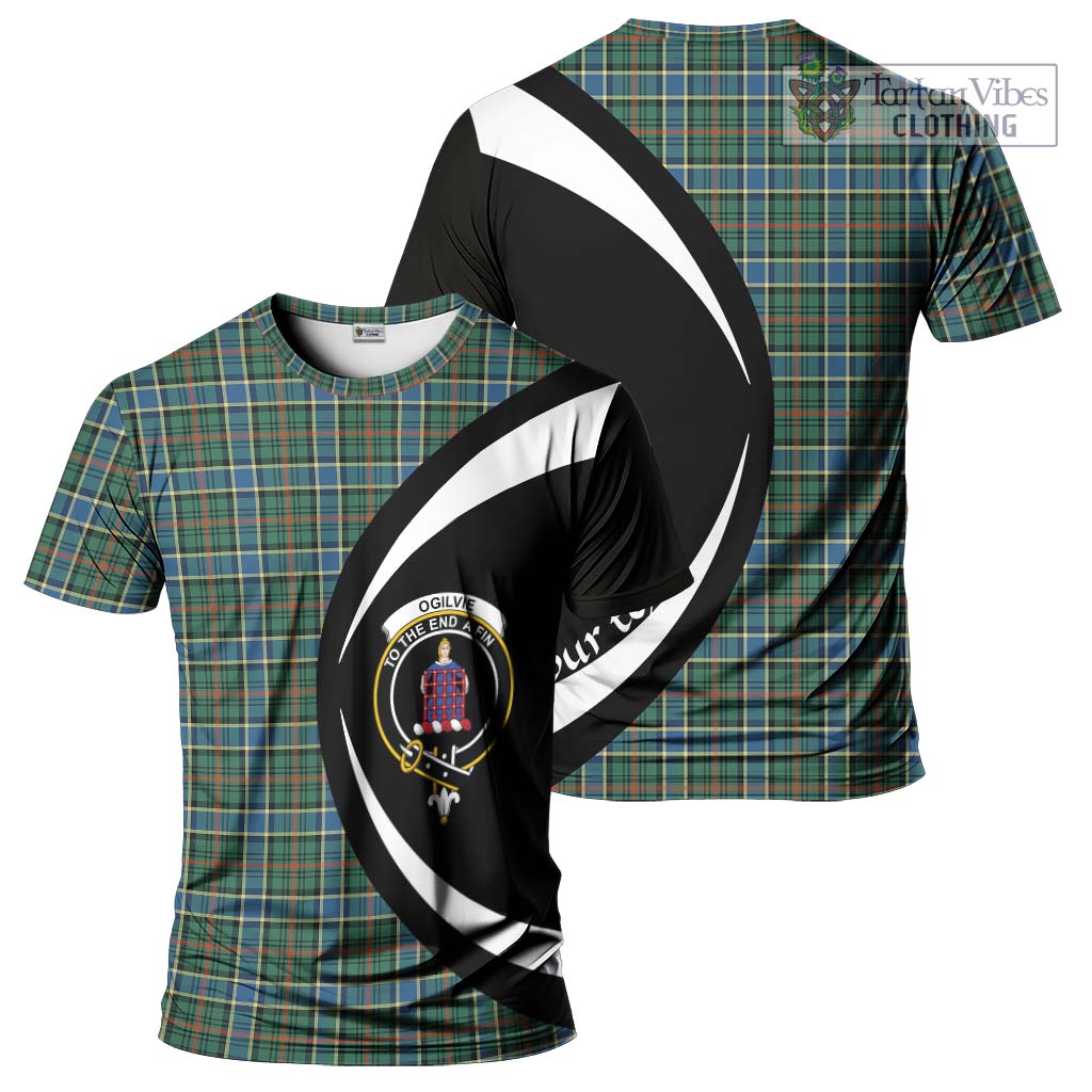 Tartan Vibes Clothing Ogilvie (Ogilvy) Hunting Ancient Tartan T-Shirt with Family Crest Circle Style