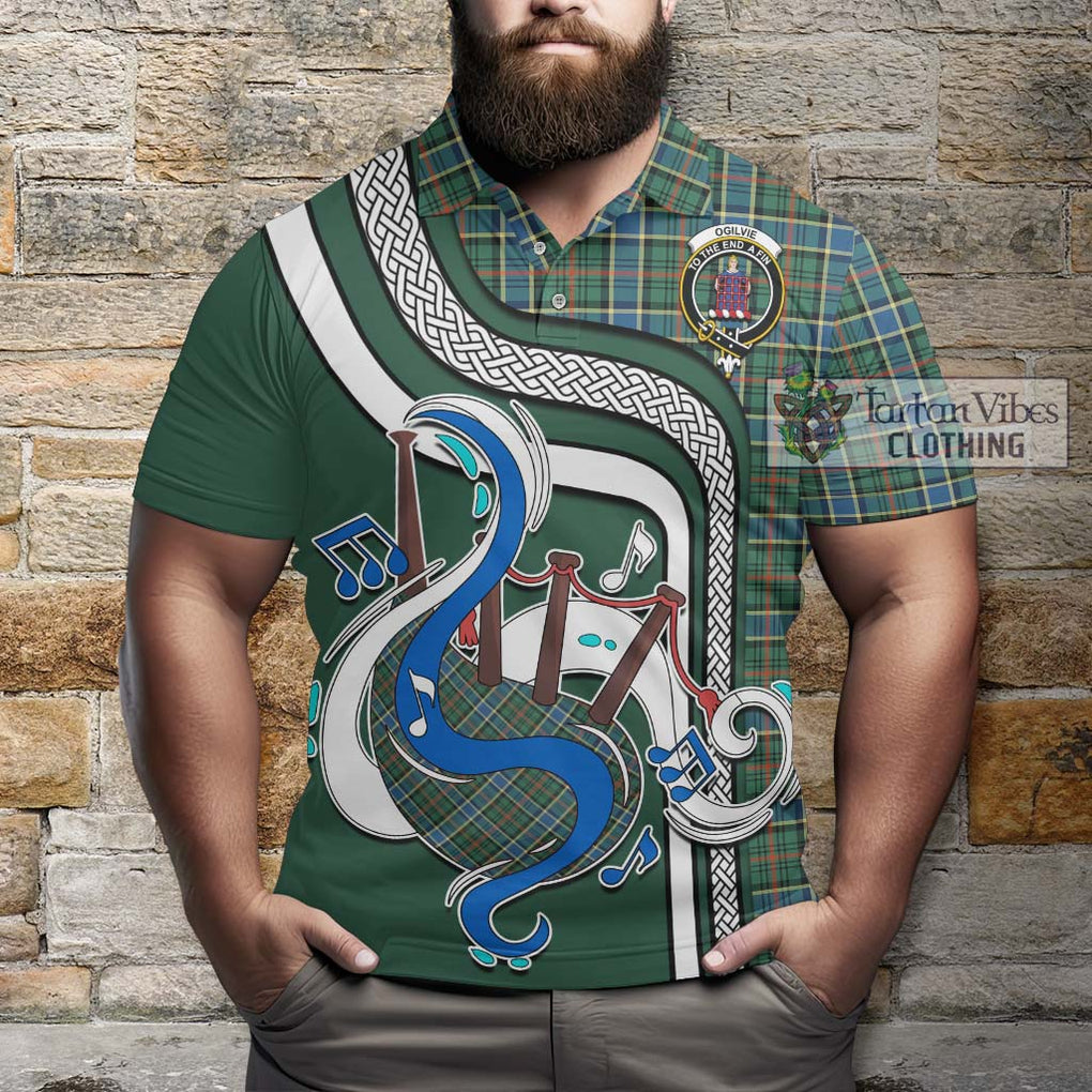 Tartan Vibes Clothing Ogilvie (Ogilvy) Hunting Ancient Tartan Polo Shirt with Epic Bagpipe Style