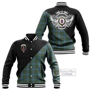 Ogilvie (Ogilvy) Hunting Ancient Tartan Baseball Jacket with Family Crest and Military Logo Style