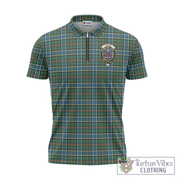 Ogilvie (Ogilvy) Hunting Ancient Tartan Zipper Polo Shirt with Family Crest