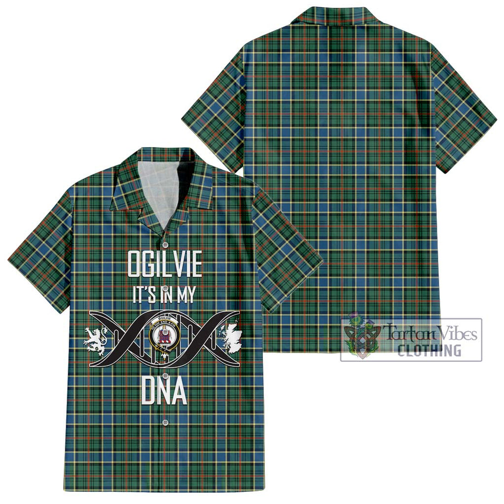 Ogilvie (Ogilvy) Hunting Ancient Tartan Short Sleeve Button Shirt with Family Crest DNA In Me Style Kid - Tartanvibesclothing Shop